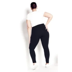 Women's Plus Size Supima® High Rise Legging Black - Petite | AVENUE LEISURE
