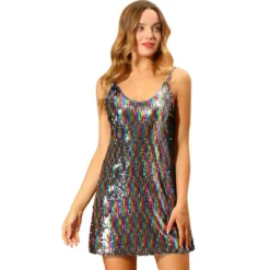 Allegra K Women's Glitter Sparkle Adjustable Prom Strap Mini Sequin Dress -Agnes Orinda Shop GUEST bc5fbe95 2f24 4b04 9a7a 8ddf4b0f58da