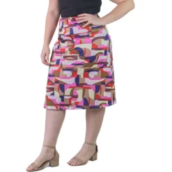 Plus Size Knee Length Abstract Print Elastic Waistband Skirt -Agnes Orinda Shop GUEST bcd52f89 ce58 45b9 8fd3 2c10b7b80dfd
