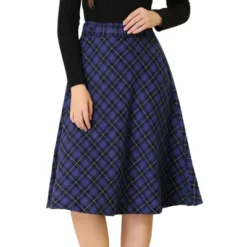 Allegra K Women's Tartan Plaid High Waist Belted Vintage A-Line Midi Skirt -Agnes Orinda Shop GUEST be07eb9b 7f15 49a4 9054 90b912bc8506