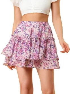 Allegra K Women's Summer Floral Tiered Ruffle Skirts Cute Mini Skirt -Agnes Orinda Shop GUEST bee63635 da1c 4703 87c8 c210607dced8