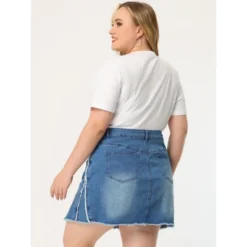 Agnes Orinda Women's Plus Size Denim Asymmetrical Slit Fashion Pockets Raw Hem Mini Skirts -Agnes Orinda Shop GUEST c04e53ea e93f 4ea1 b970 54dcbc833e02