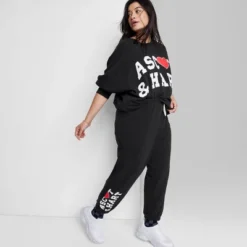 Women's Ascot + Hart Fleece Heart Graphic Joggers - Black -Agnes Orinda Shop GUEST c374946e f694 4463 8b1b dbea6ce51d87