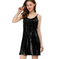 Allegra K Women's Glitter Sparkle Adjustable Prom Strap Mini Sequin Dress -Agnes Orinda Shop GUEST c6952062 6746 48bc a022 abe6a448f9d4