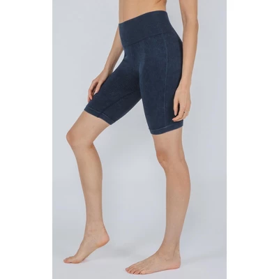 90 Degree By Reflex - Women's Washed Ribbed High Waist 9" Biker Shorts 2 90 Degree By Reflex - Women's Washed Ribbed High Waist 9" Biker Shorts - Image 2