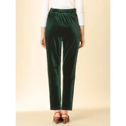 Allegra K Women's Velvet Elegant High Waist Trousers With Pockets Work Ankle Pants -Agnes Orinda Shop GUEST c767326d 5740 4675 8d87 79cdfa6ba417