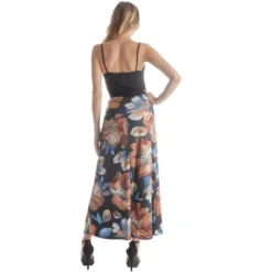 Womens Floral Elastic Waistband Maxi Skirt