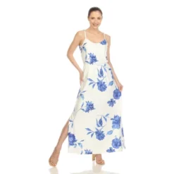 Women's Floral Strap Maxi Dress With Side Slit And Pockets - White Mark -Agnes Orinda Shop GUEST cc2fad3a 3760 44bd bb7c e10f476e7caf