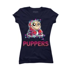 Junior's Design By Humans Comfy Christmas Pupper By Puppers T-Shirt -Agnes Orinda Shop GUEST cd68c9c0 fb76 4546 b493 bfda4b3d4993