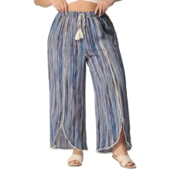 Agnes Orinda Women's Plus Size Split Elastic Waist Flowy Striped Casual Wide Leg Fashion Pants -Agnes Orinda Shop GUEST d0039459 043a 4b0d 82b5 31c995038295