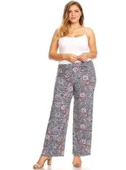 Women's Plus Size Paisley Printed Palazzo Pants - White Mark -Agnes Orinda Shop GUEST d235fd82 038f 45ba b338 8c16589ef614