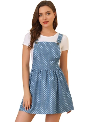 Allegra K Women's Pattern Overall Adjustable Shoulder Suspender Straps Mini Skirt 9 Allegra K Women's Pattern Overall Adjustable Shoulder Suspender Straps Mini Skirt - Image 9