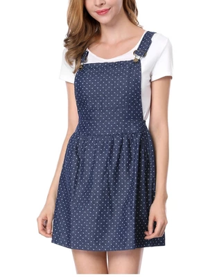 Allegra K Women's Pattern Overall Adjustable Shoulder Suspender Straps Mini Skirt 7 Allegra K Women's Pattern Overall Adjustable Shoulder Suspender Straps Mini Skirt - Image 7