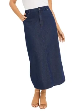 Jessica London Women’s Plus Size Classic Cotton Denim Midi Skirt -Agnes Orinda Shop GUEST d9dac3c4 5cbd 4fd8 9967 ecf8bf50f6bc
