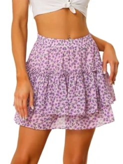Allegra K Women's Summer Floral Tiered Ruffle Skirts Cute Mini Skirt -Agnes Orinda Shop GUEST df3e5577 12d0 49da a472 b4717d513039