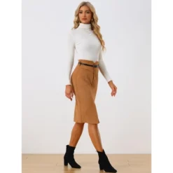 Allegra K Women's Faux Suede Skirt High Rise Button Front A-line Slit Skirt -Agnes Orinda Shop GUEST e1c91b4e 2ca6 40e2 853e faa9239539ed