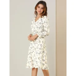 Allegra K Women's Floral Print V-Neck Dress Smocked Waist Midi Dress 14 Allegra K Women's Floral Print V-Neck Dress Smocked Waist Midi Dress -Agnes Orinda Shop GUEST e2874694 b206 4db6 917b 78953748bc3d
