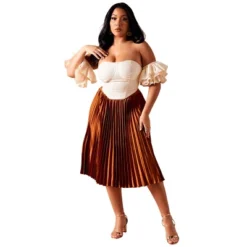 Rebdolls Womens Midi Plaeted Skirt