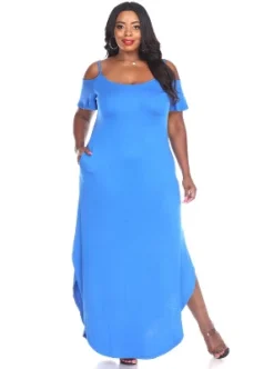 Women's Plus Size Cold Shoulder Lexi Maxi Dress With Pockets - White Mark -Agnes Orinda Shop GUEST e3517b85 4869 4801 8235 e77da980d462