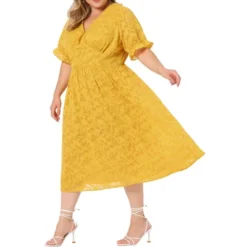 Agnes Orinda Women's Plus Size Elegant Lace Floral Ruffle Short Sleeve V Neck Trendy Midi Dresses -Agnes Orinda Shop GUEST e4c6cfca 0d53 44e1 bc42 e5e75ed04c71