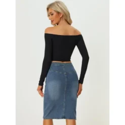 Allegra K Women's High Waist Split Hem Casual Denim Pencil Skirt -Agnes Orinda Shop GUEST e626bd77 34bc 4621 a74e 1c5bacd0008c