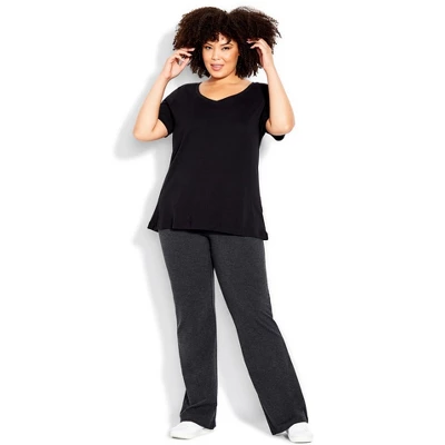 Women's Plus Size Pima Bootleg Legging Charcoal - Tall | AVE LEISURE 2 Women's Plus Size Pima Bootleg Legging Charcoal - Tall | AVE LEISURE - Image 2