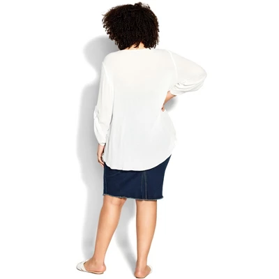 Women's Plus Size Denim Stretch Skirt - Dark Wash | AVENUE 1 Women's Plus Size Denim Stretch Skirt - Dark Wash | AVENUE