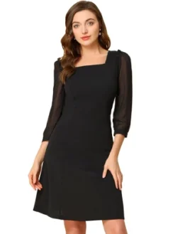 Allegra K Women's Square Neck Ruffle Trim Sheer 3/4 Sleeve Chiffon Mini Dress 10 Allegra K Women's Square Neck Ruffle Trim Sheer 3/4 Sleeve Chiffon Mini Dress -Agnes Orinda Shop GUEST ecfdac7e a70c 4fdb a8be 772b38addf81