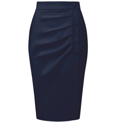Hobemty Women's Pencil Skirt High Waist Pleated Front Work Midi Skirts 5 Hobemty Women's Pencil Skirt High Waist Pleated Front Work Midi Skirts - Image 5
