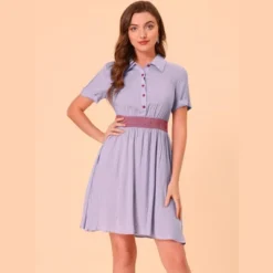 Allegra K Women's A-line Button Smocked Color Block Summer Dress -Agnes Orinda Shop GUEST f4559087 058d 4679 966c 74d7036067e3