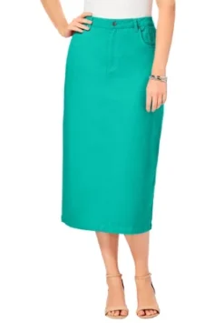 Jessica London Women’s Plus Size Classic Cotton Denim Midi Skirt -Agnes Orinda Shop GUEST f61e1e9e 31cf 41c1 963d 30c973ceb383