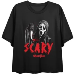 Ghostface Scary Women's Black Crop T-Shirt -Agnes Orinda Shop GUEST f850bce4 668e 4bda a986 0c8ea7904168
