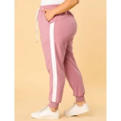 Agnes Orinda Women's Plus Size Skinny Drawstring Elastic Waist Contrast Color Comfort Athletic Jogger Pants -Agnes Orinda Shop GUEST f857f1b8 20a1 47e5 86bd 0f40efa4af96